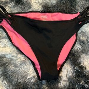 PINK Victoria's Secret Black and Pink Bikini Bottom